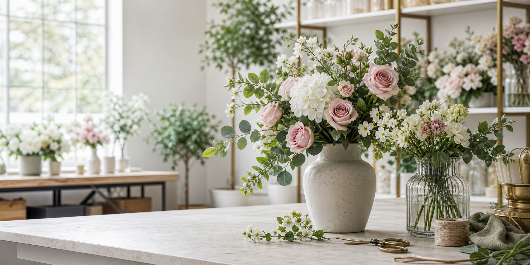Artificial floral showroom arrangement